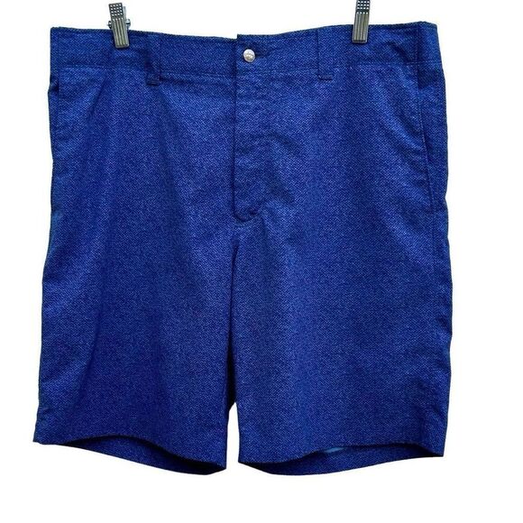 Callaway Shorts Men’s Sz 36 Blue with Black Tweed Flat Front Deep Front Pockets - Picture 8 of 11